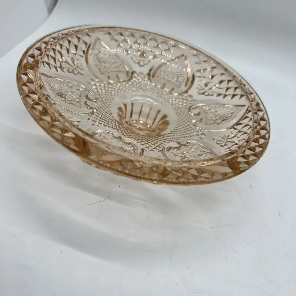 Pink Depression Glass Covered Candy Dish Trinket Bowl Lid